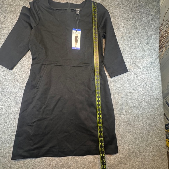 Buffalo David Bitton Luxe Ponte Dress Womens Large Black 3/4 Sleeve Pockets NEW - Picture 2 of 9